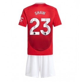 Manchester United Luke Shaw #23 Hemmakläder Barn 2024-25 Kortärmad (+ Korta byxor)